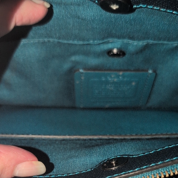 Coach Mini Christie Carryall In Teal Metallic Cross Grain Leather F23337 - Picture 5 of 17